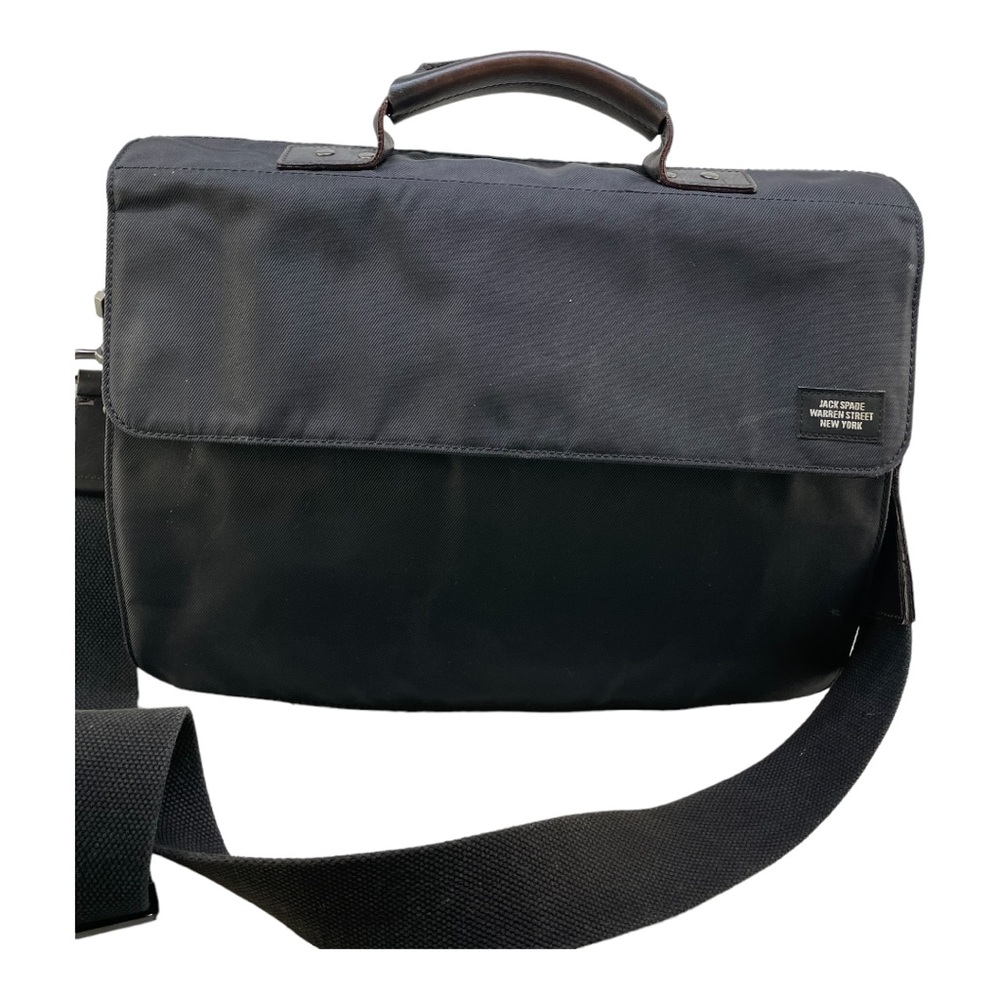Jack Spade Black and Dark Brown Nylon Messenger Bag